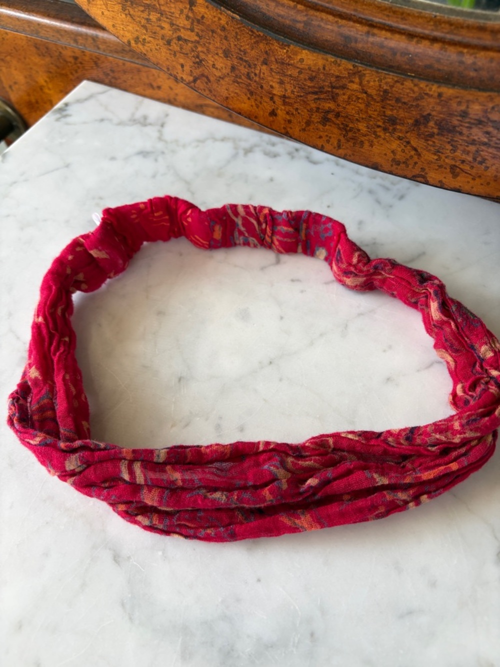 Free People Red Patterned Elastic Fabric Headband - Women Accessories